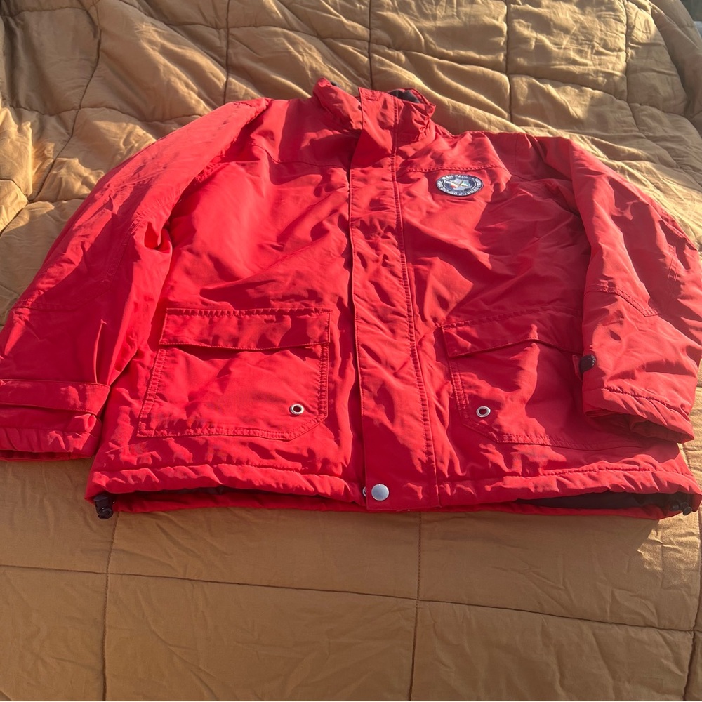 Jean Paul Red Nylon Jesse Jacket Navy Fleece Lined Size XL